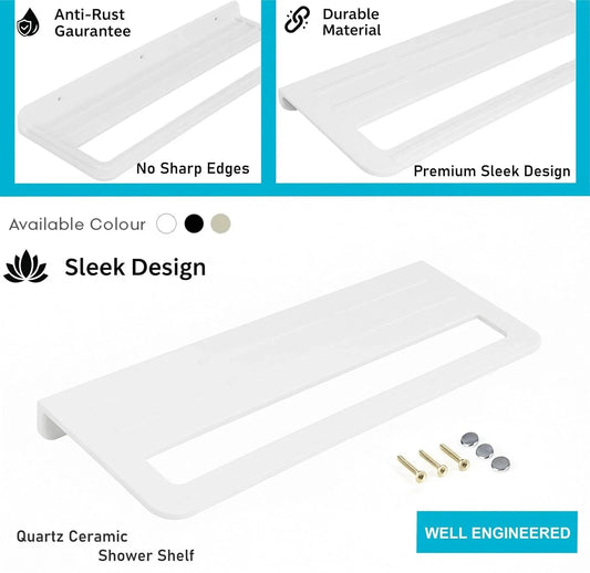 Fossa Wall Mounted Towel Shelf White Quartz Ceramic (RW-126)