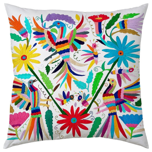 Set of 4 | Mexican Decorative Cushion Covers | Otomi Design Covers | Cotton Linen Fabric | Embroidered | With OR Without Insert